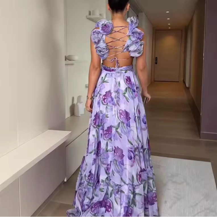 Daisy - Robe longue fleurie raffinée