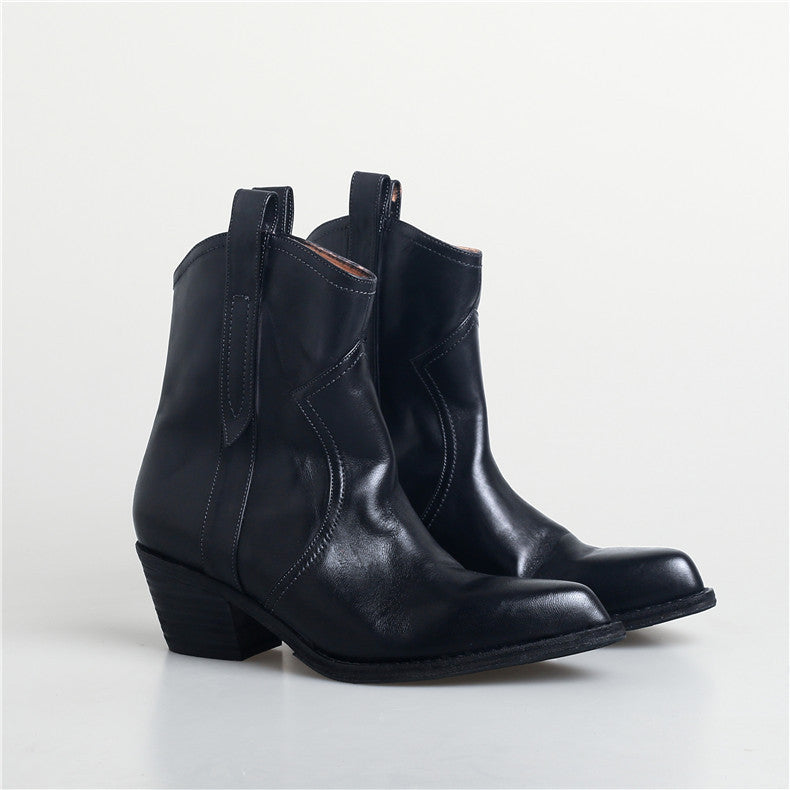 Bottines femme en cuir cow girl