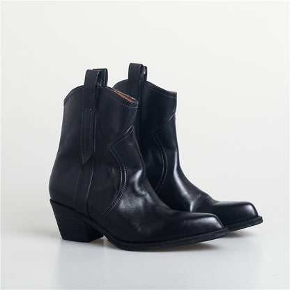 Bottines femme en cuir cow girl