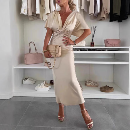 Luxy - Robe Longue Satinée Unie Féminine