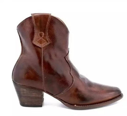 Bottines femme en cuir cow girl