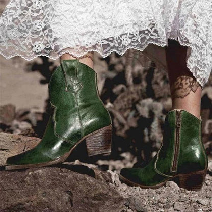 Bottines femme en cuir cow girl