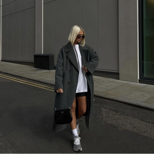 Manteau Long Gris Femme