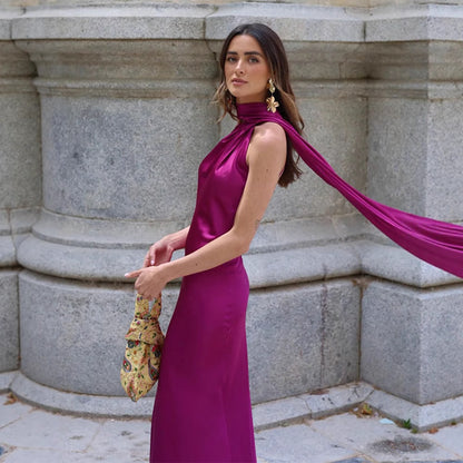 Soraya – Robe Longue Dos Nu à Nœud Élégant