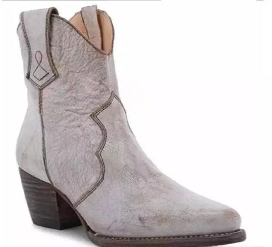 Bottines femme en cuir cow girl