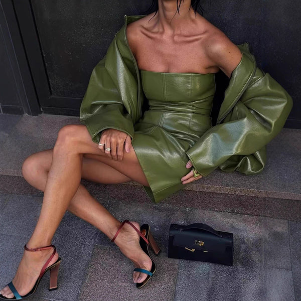 Robe Bustier Effet Cuir