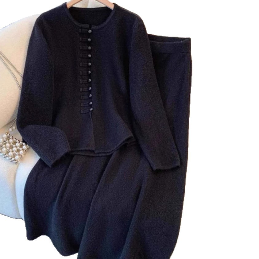 Ensemble Maille Cardigan Boutonné et Jupe Fluide