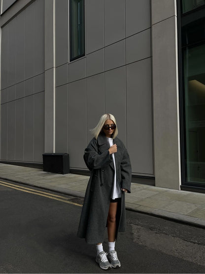 Manteau Long Gris Femme