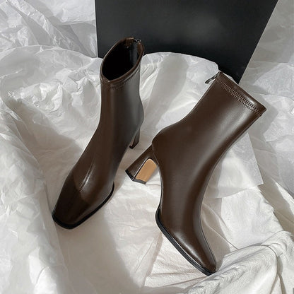 Bottines femme courtes marron effet brossé – Style et confort