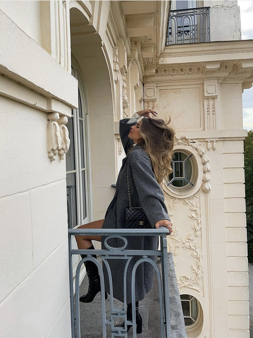 Manteau Long Gris Femme