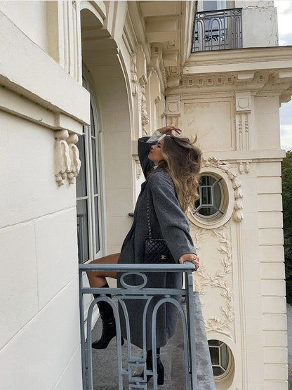 Manteau Long Gris Femme