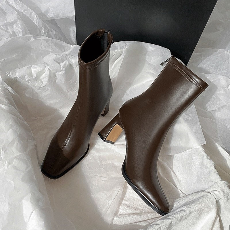 Bottines femme courtes marron effet brossé – Style et confort