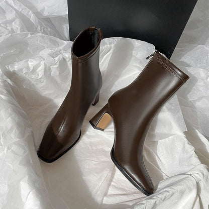 Bottines femme courtes marron effet brossé – Style et confort